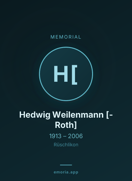 Memorial portrait of Hedwig Weilenmann [-Roth]