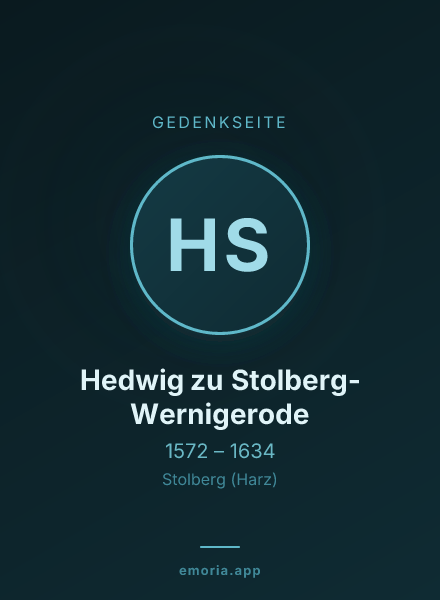Gedenkportrait von Hedwig zu Stolberg-Wernigerode