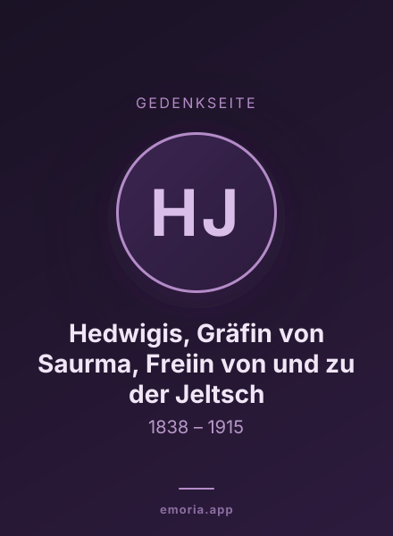 Gedenkportrait von Hedwigis, Gräfin von Saurma, Freiin von und zu der Jeltsch