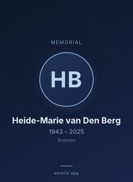 Memorial portrait of Heide-Marie van Den Berg