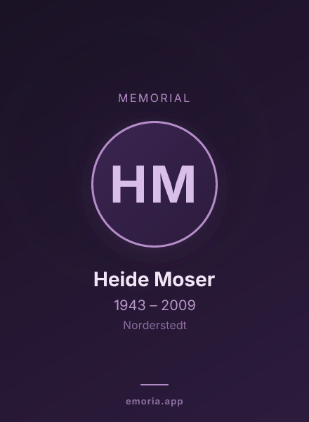 Memorial portrait of Heide Moser