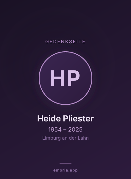 Gedenkportrait von Heide Pliester