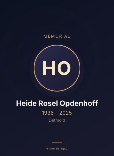Memorial portrait of Heide Rosel Opdenhoff
