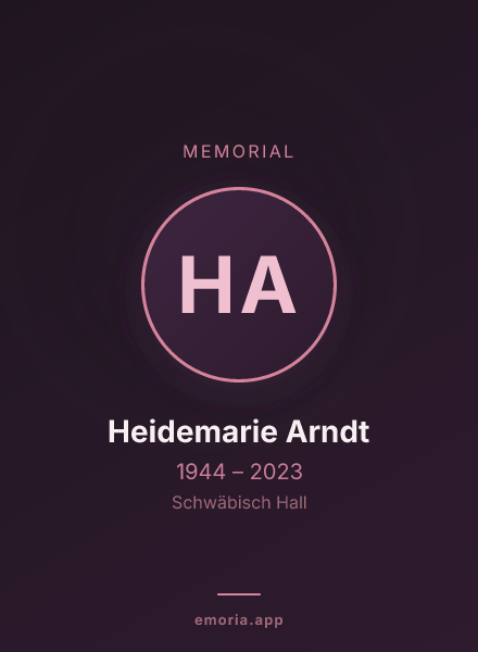 Memorial portrait of Heidemarie Arndt