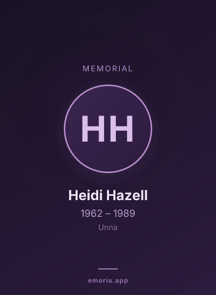 Memorial portrait of Heidi Hazell