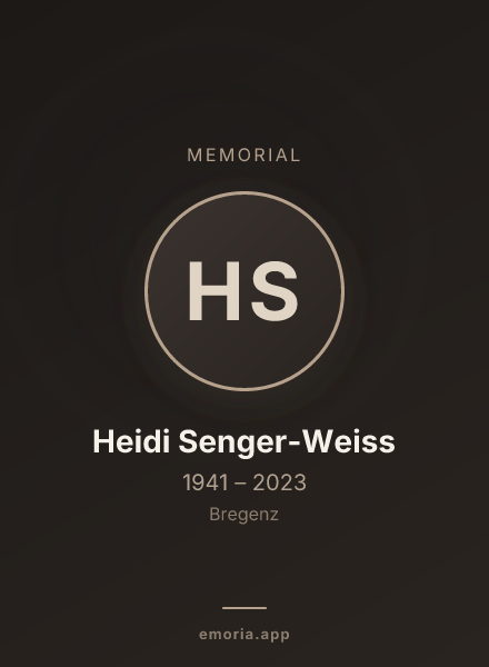 Memorial portrait of Heidi Senger-Weiss
