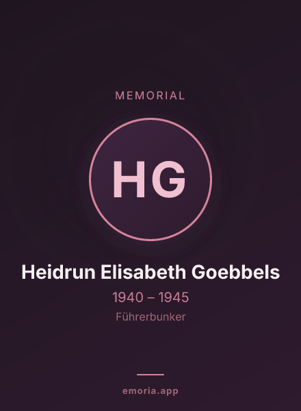 Memorial portrait of Heidrun Elisabeth Goebbels