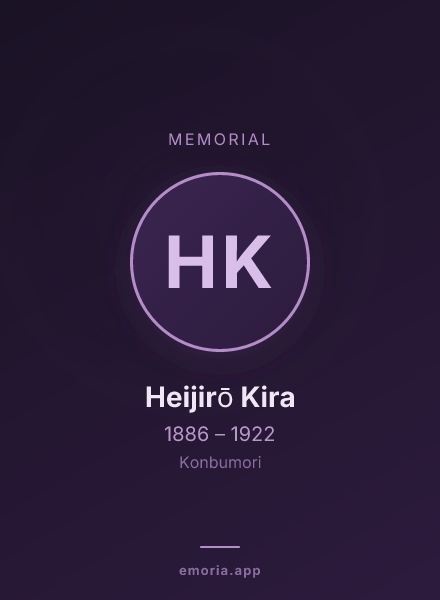 Memorial portrait of Heijirō Kira