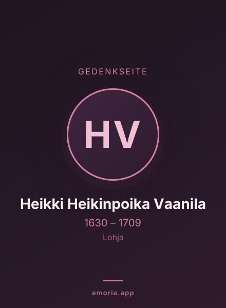 Gedenkportrait von Heikki Heikinpoika Vaanila