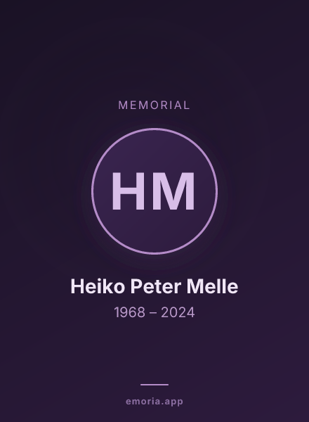 Memorial portrait of Heiko Peter Melle