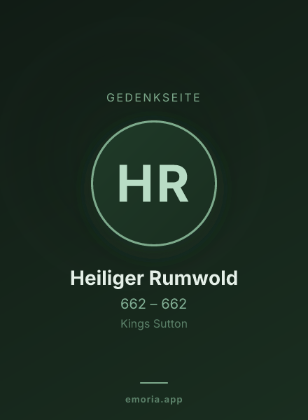 Gedenkportrait von Heiliger Rumwold
