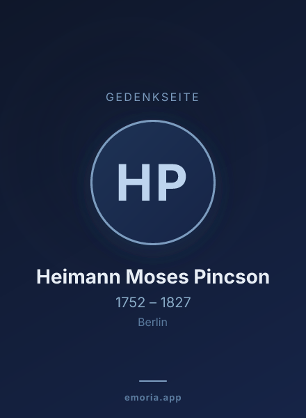 Gedenkportrait von Heimann Moses Pincson