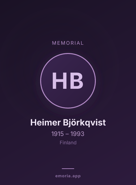 Memorial portrait of Heimer Björkqvist