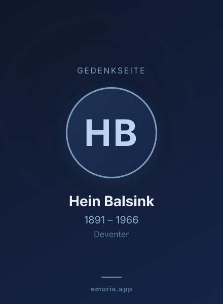 Gedenkportrait von Hein Balsink