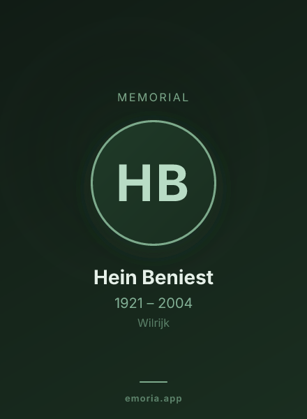 Memorial portrait of Hein Beniest
