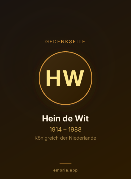 Gedenkportrait von Hein de Wit