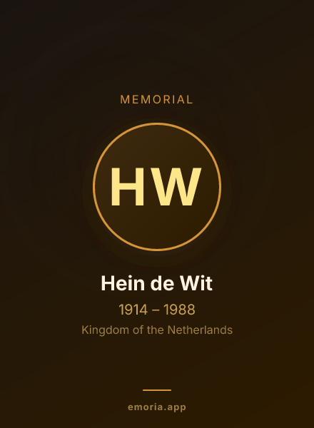 Memorial portrait of Hein de Wit