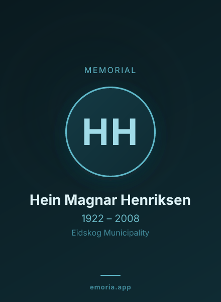 Memorial portrait of Hein Magnar Henriksen