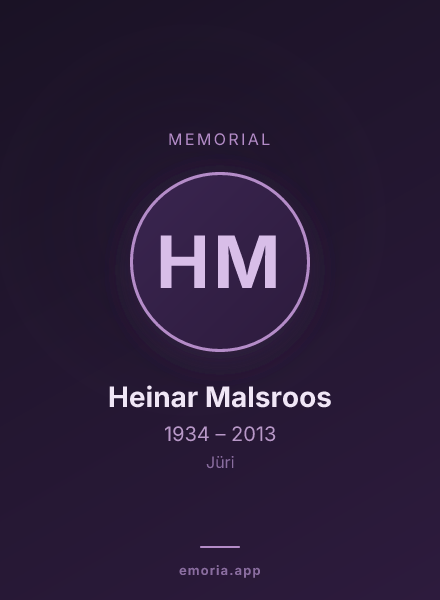 Memorial portrait of Heinar Malsroos