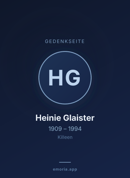 Gedenkportrait von Heinie Glaister