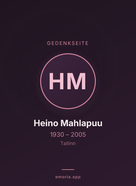 Gedenkportrait von Heino Mahlapuu