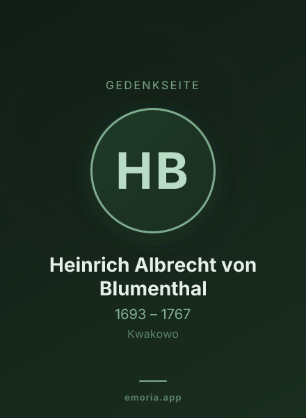 Gedenkportrait von Heinrich Albrecht von Blumenthal