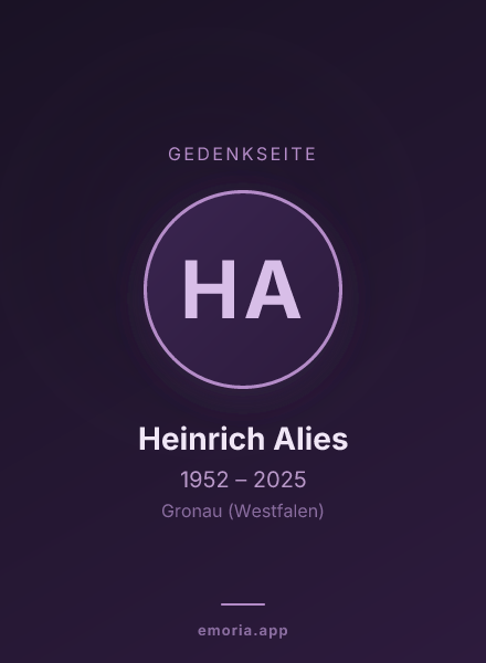 Gedenkportrait von Heinrich Alies