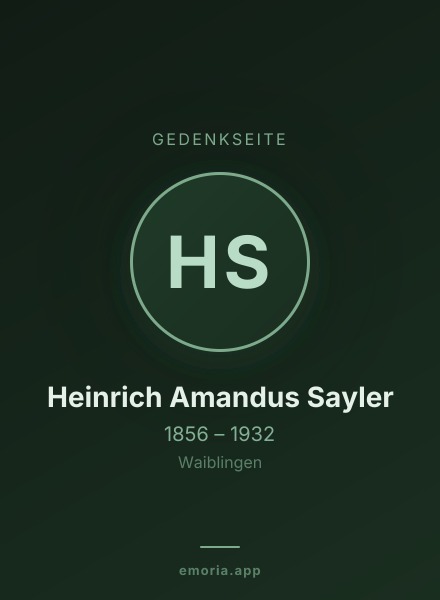 Gedenkportrait von Heinrich Amandus Sayler