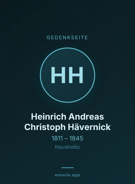 Gedenkportrait von Heinrich Andreas Christoph Hävernick