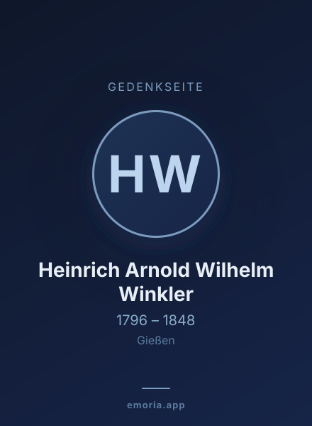 Gedenkportrait von Heinrich Arnold Wilhelm Winkler