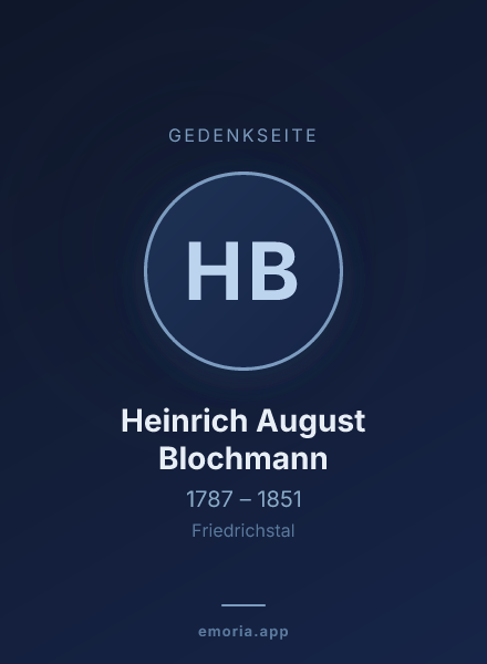Gedenkportrait von Heinrich August Blochmann