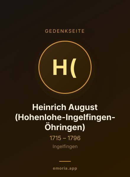 Gedenkportrait von Heinrich August (Hohenlohe-Ingelfingen-Öhringen)