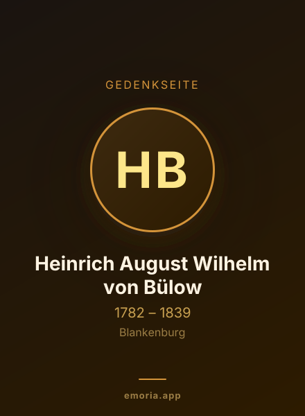 Gedenkportrait von Heinrich August Wilhelm von Bülow