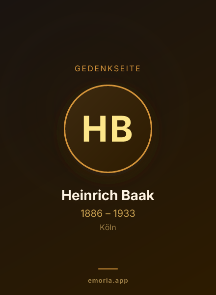 Gedenkportrait von Heinrich Baak