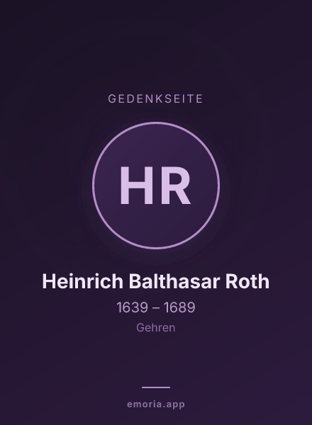 Gedenkportrait von Heinrich Balthasar Roth