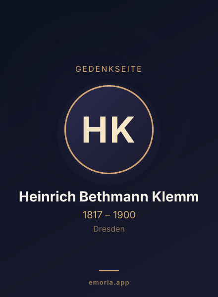 Gedenkportrait von Heinrich Bethmann Klemm