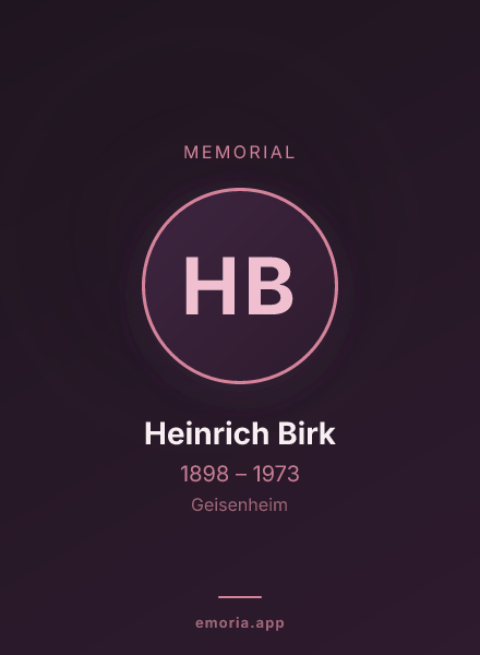 Memorial portrait of Heinrich Birk