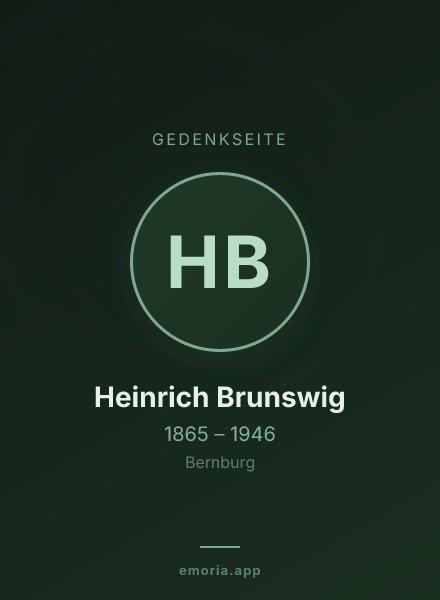Gedenkportrait von Heinrich Brunswig