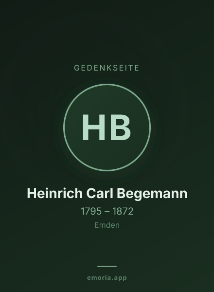 Gedenkportrait von Heinrich Carl Begemann