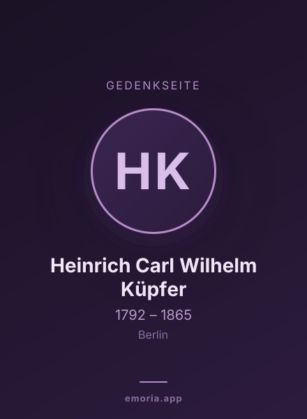 Gedenkportrait von Heinrich Carl Wilhelm Küpfer