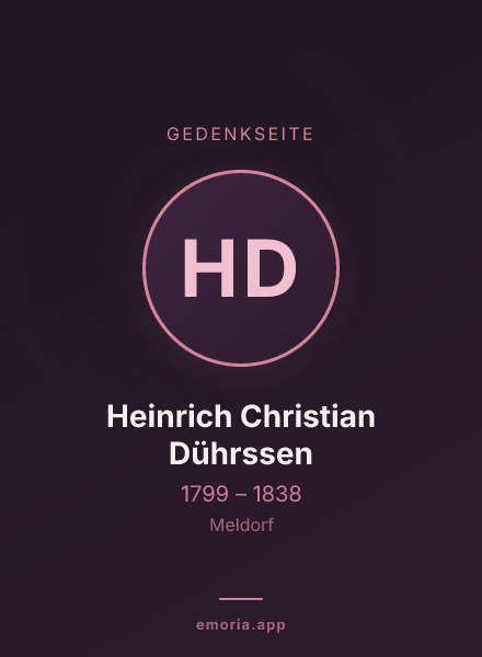 Gedenkportrait von Heinrich Christian Dührssen