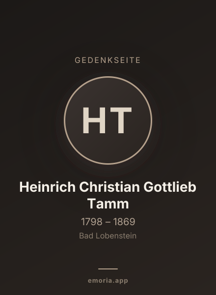 Gedenkportrait von Heinrich Christian Gottlieb Tamm