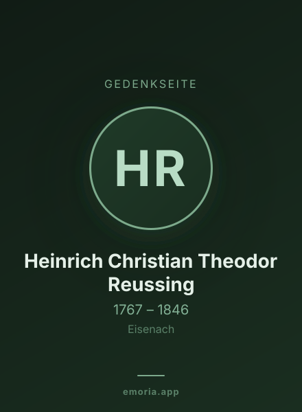 Gedenkportrait von Heinrich Christian Theodor Reussing