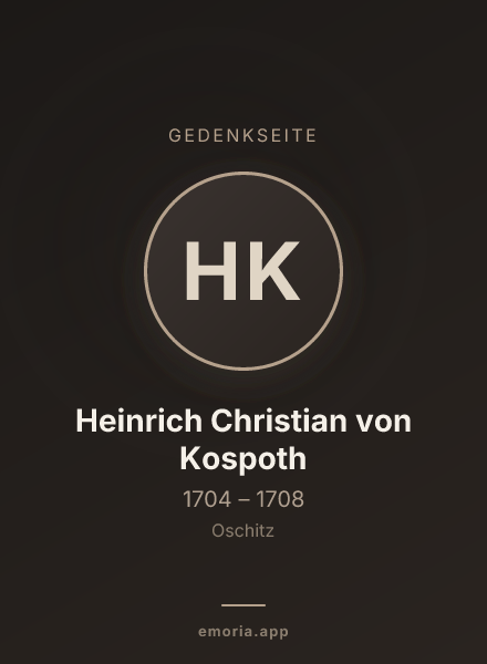 Gedenkportrait von Heinrich Christian von Kospoth