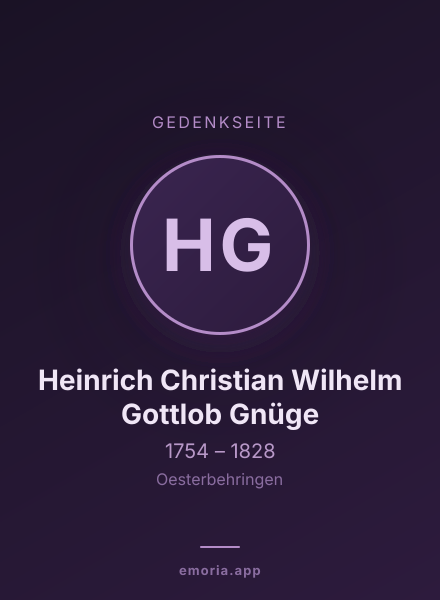 Gedenkportrait von Heinrich Christian Wilhelm Gottlob Gnüge