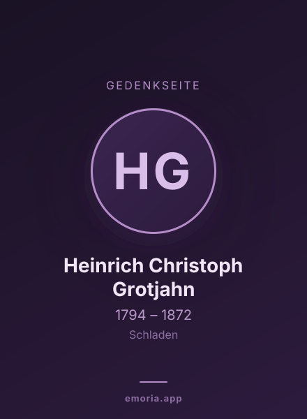 Gedenkportrait von Heinrich Christoph Grotjahn
