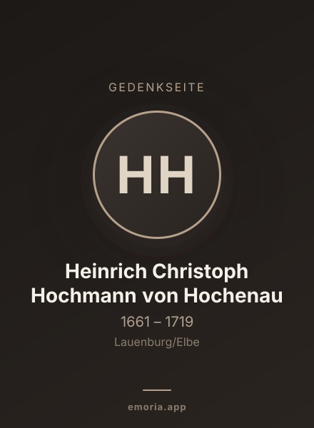 Gedenkportrait von Heinrich Christoph Hochmann von Hochenau