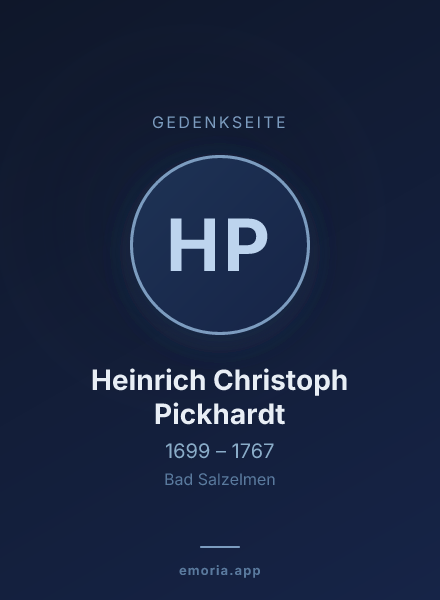 Gedenkportrait von Heinrich Christoph Pickhardt