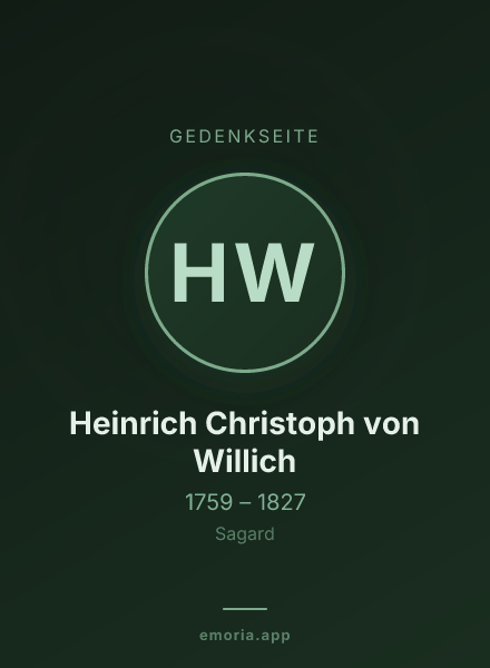 Gedenkportrait von Heinrich Christoph von Willich