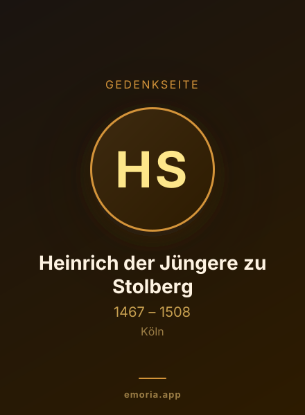 Gedenkportrait von Heinrich der Jüngere zu Stolberg
